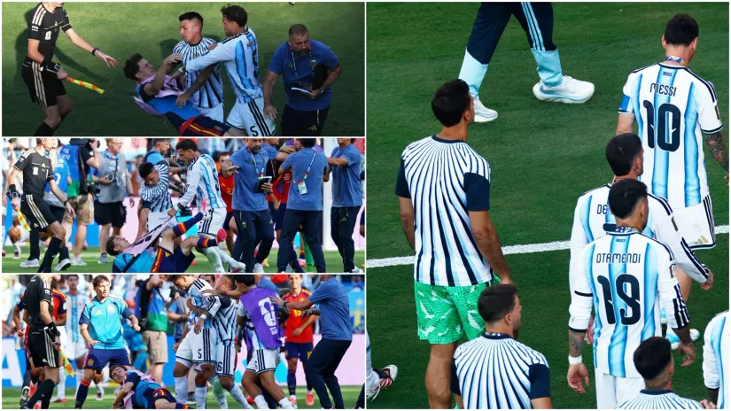 Haos posle finala: Argentinac udarao i bacao španske fudbalere po terenu
